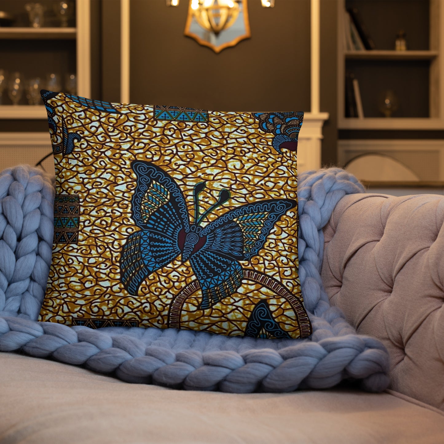 Butterfly Brown Ankara Pillow