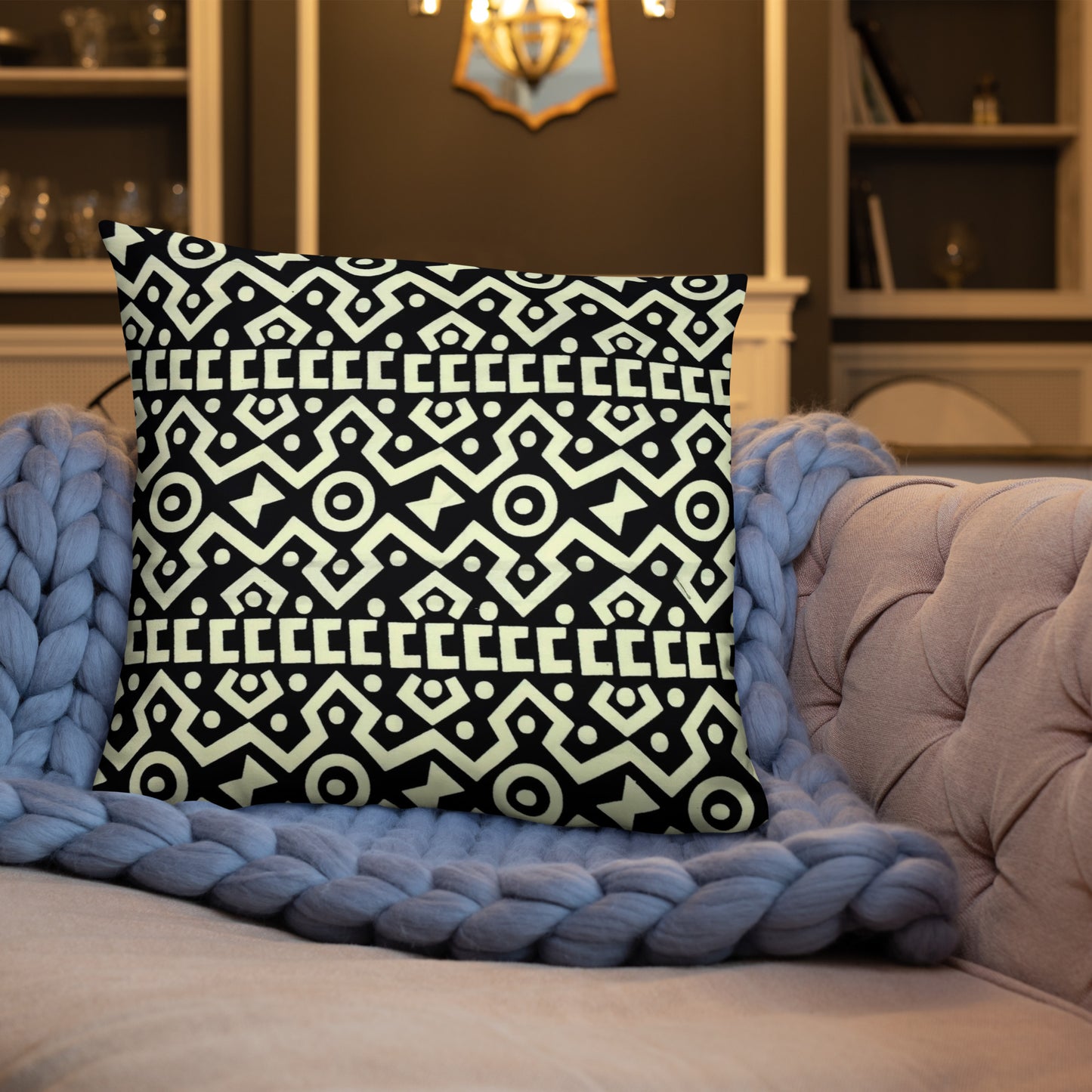 Black & Cream Bogolan Pillow