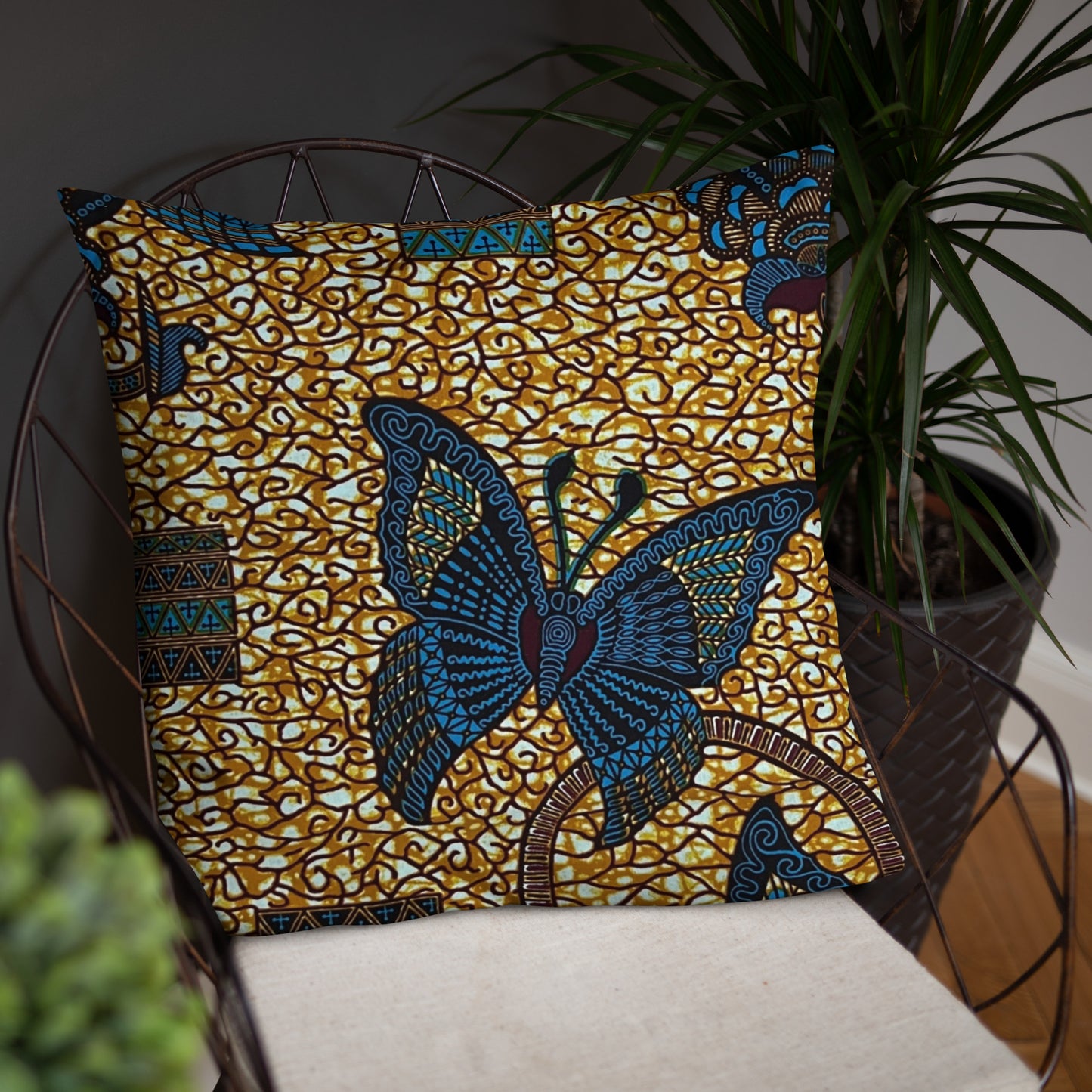 Butterfly Brown Ankara Pillow