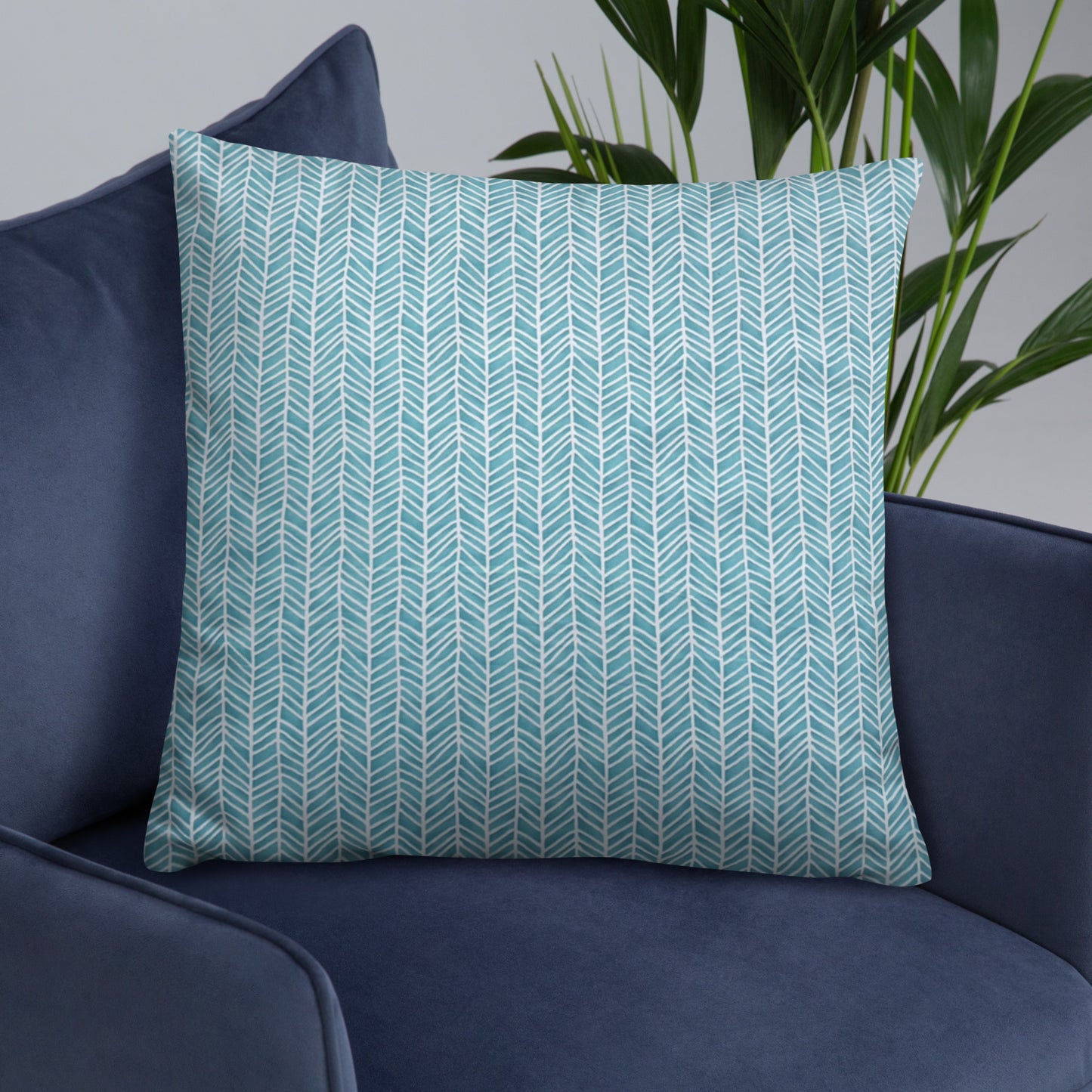 Aqua Chevron Adire Pillow