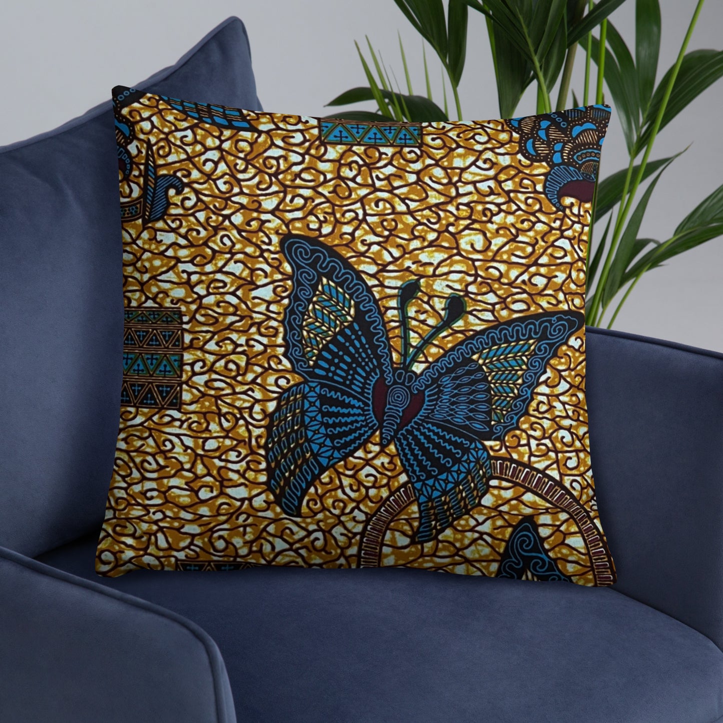 Butterfly Brown Ankara Pillow