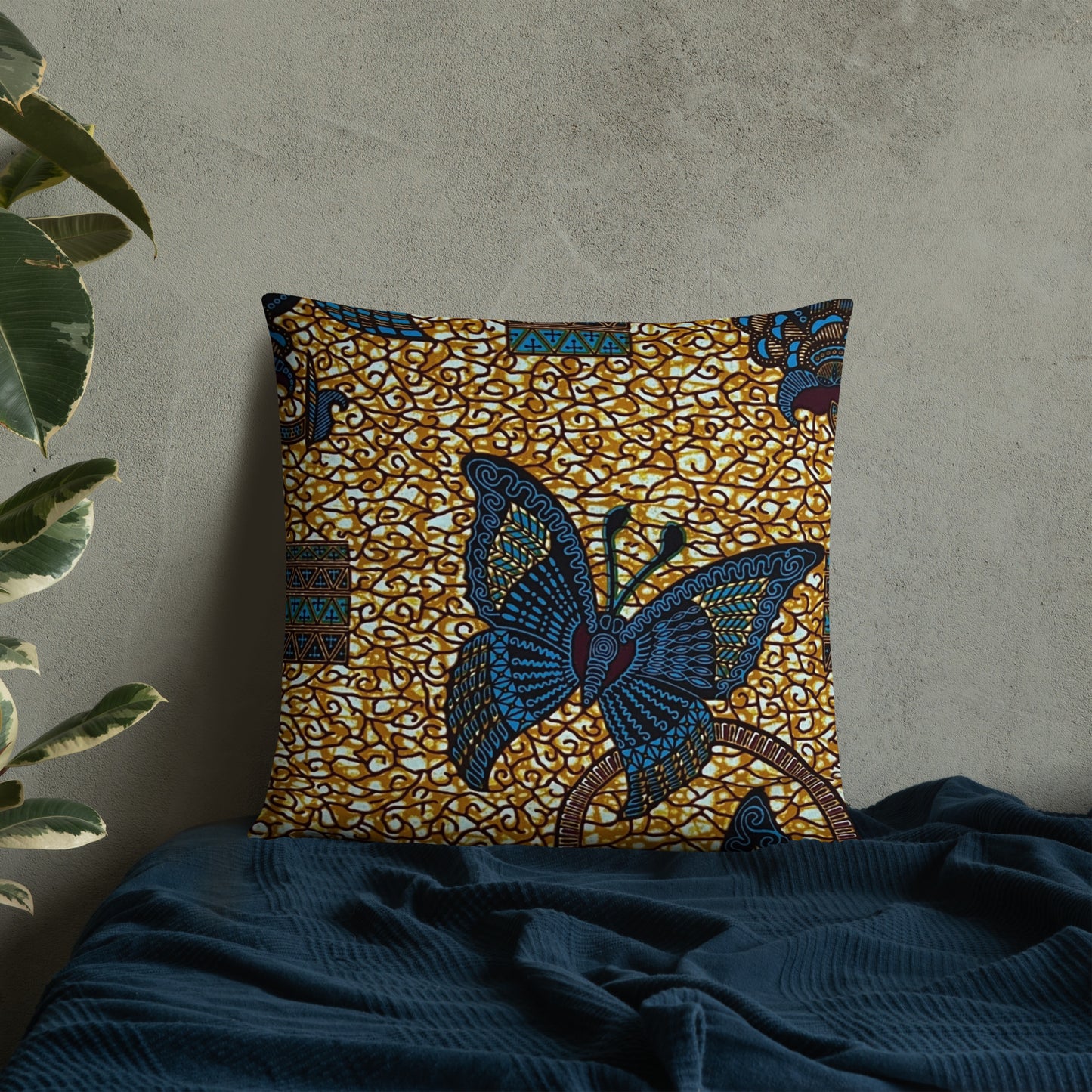 Butterfly Brown Ankara Pillow