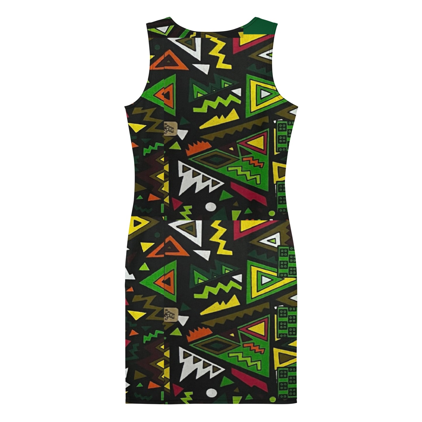 Vibrant Multicolour Green Black Yellow Red Ethnic Ankara Bodycon Dress