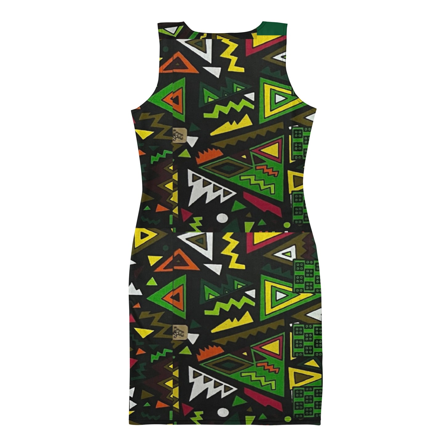 Vibrant Multicolour Green Black Yellow Red Ethnic Ankara Bodycon Dress