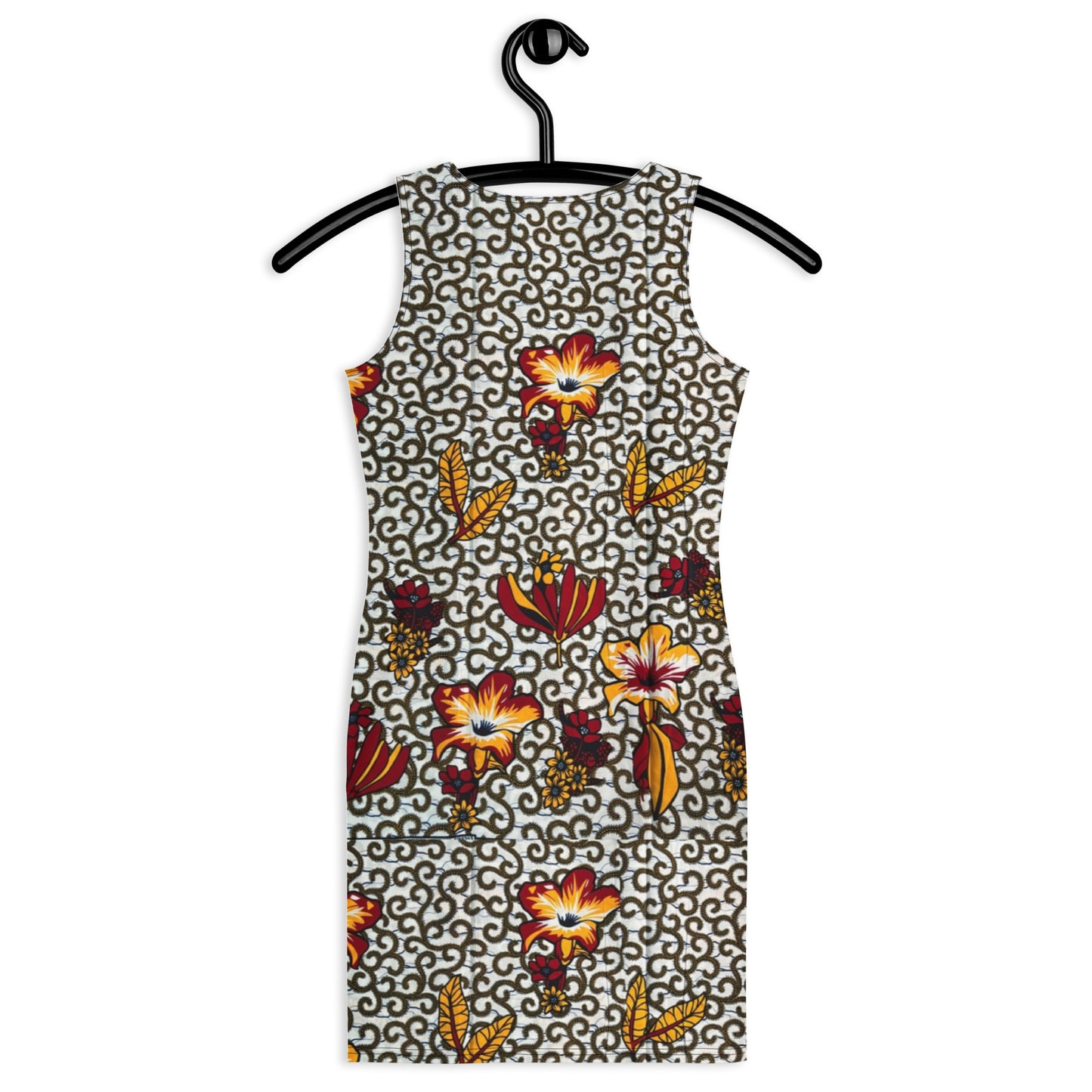 Red White Yellow Flower Ankara Bodycon Dress