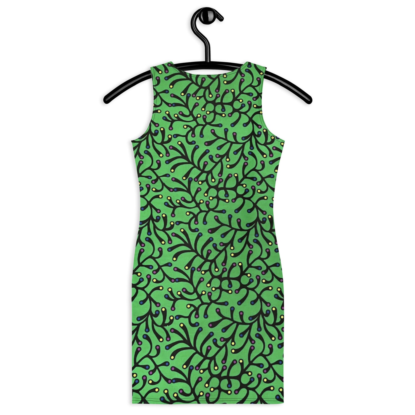 Vibrant Green And Yellow Polka Dots African Print Ankara Bodycon Dress