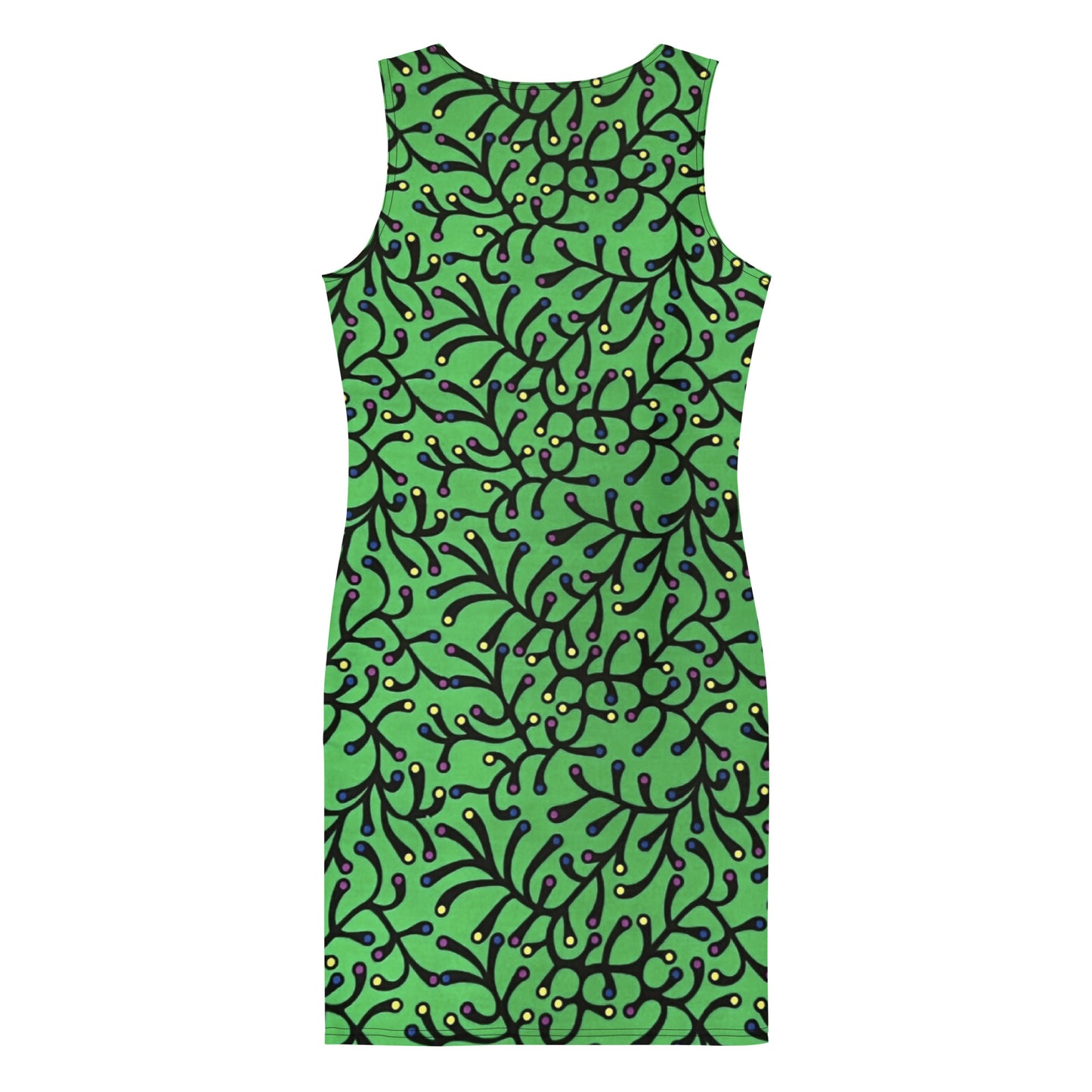 Vibrant Green And Yellow Polka Dots African Print Ankara Bodycon Dress