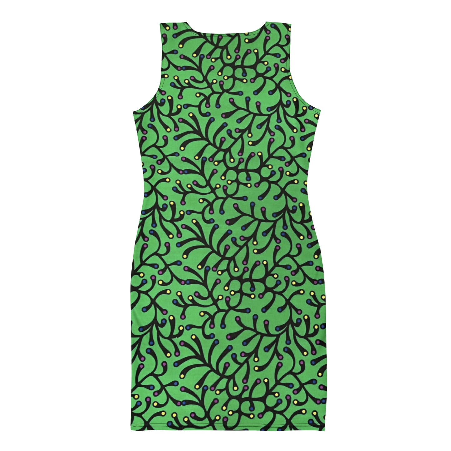 Vibrant Green And Yellow Polka Dots African Print Ankara Bodycon Dress