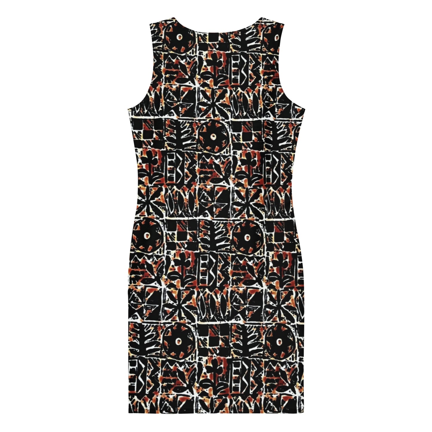 Red Black Abstract Adire Ankara Bodycon Dress