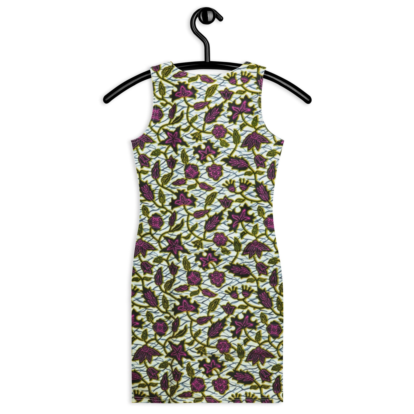 Pink Green Leaves Ankara Bodycon Dress