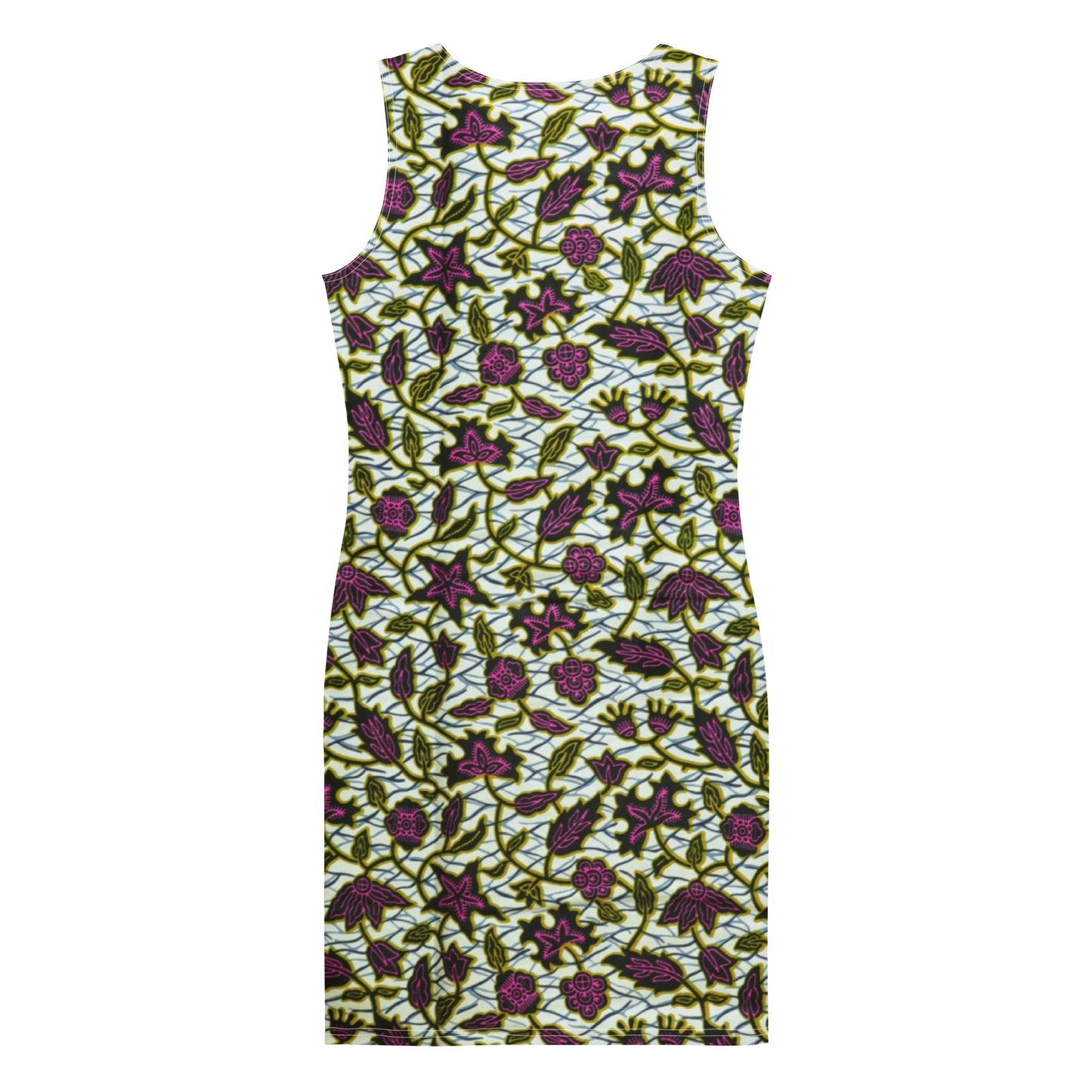 Pink Green Leaves Ankara Bodycon Dress