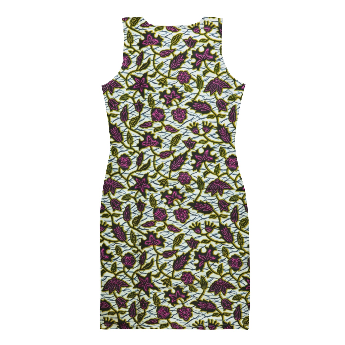 Pink Green Leaves Ankara Bodycon Dress