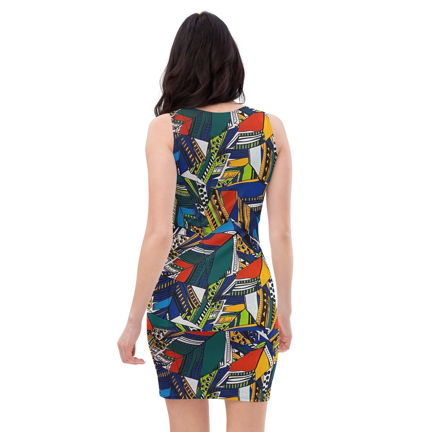 Multicolour Shapes Ankara Bodycon Dress