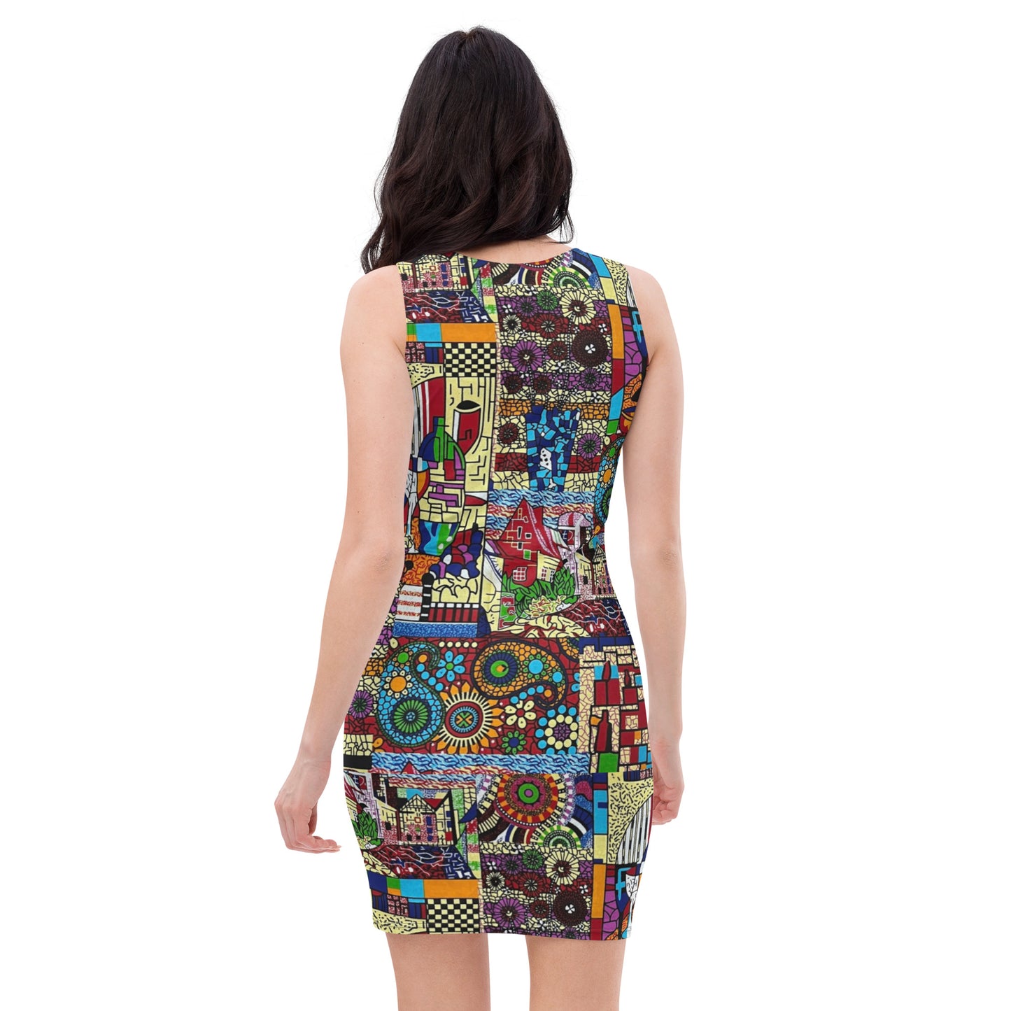 Colourful Artsy Ankara Bodycon Dress