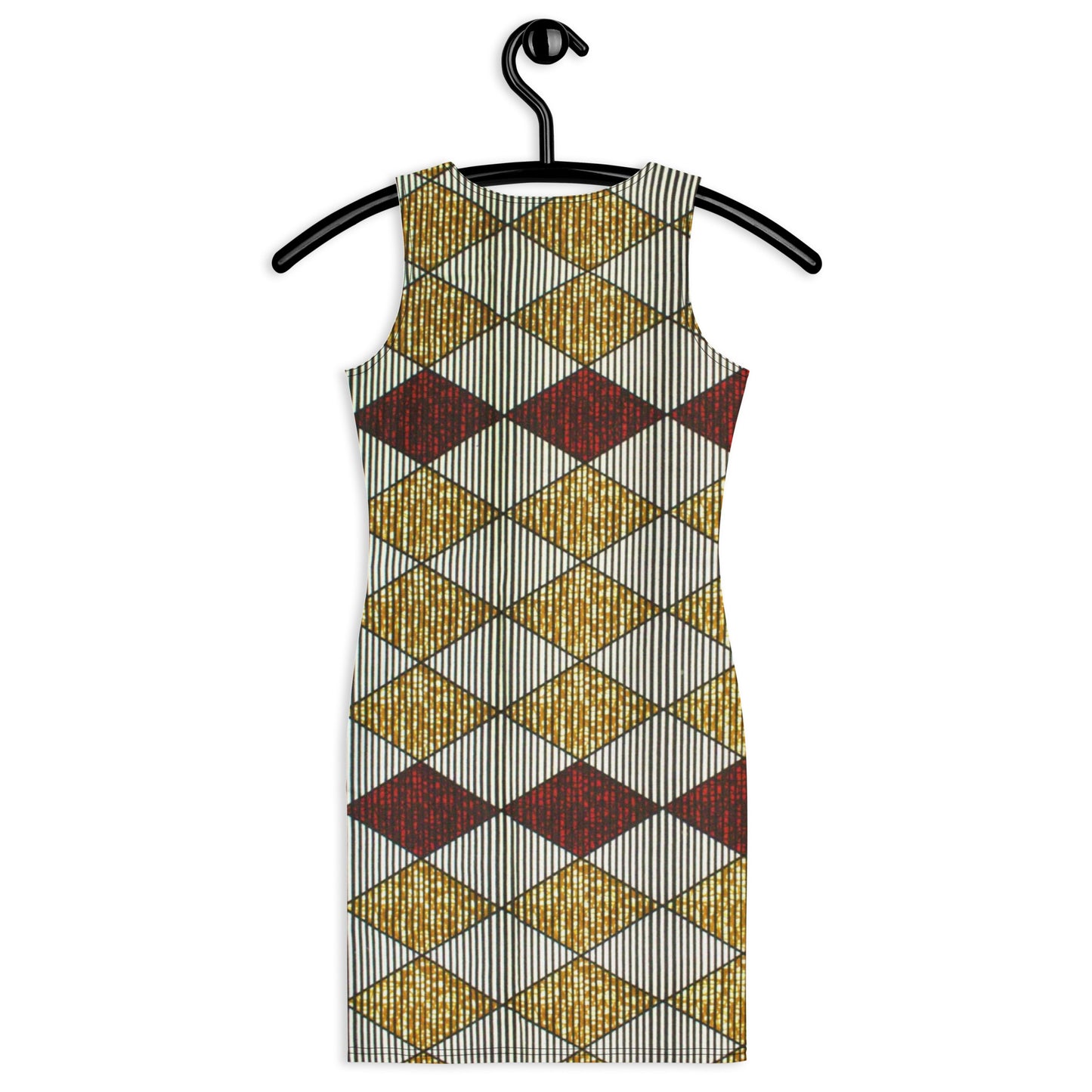 Burgundy Gold Diamond Ankara Bodycon Dress