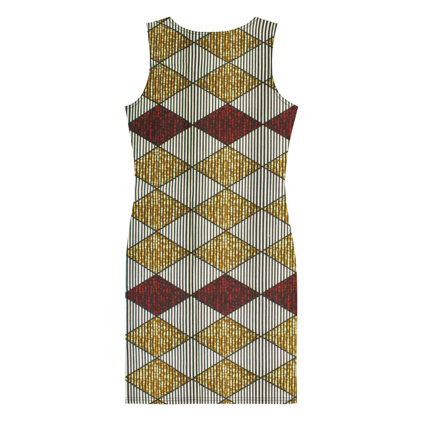 Burgundy Gold Diamond Ankara Bodycon Dress