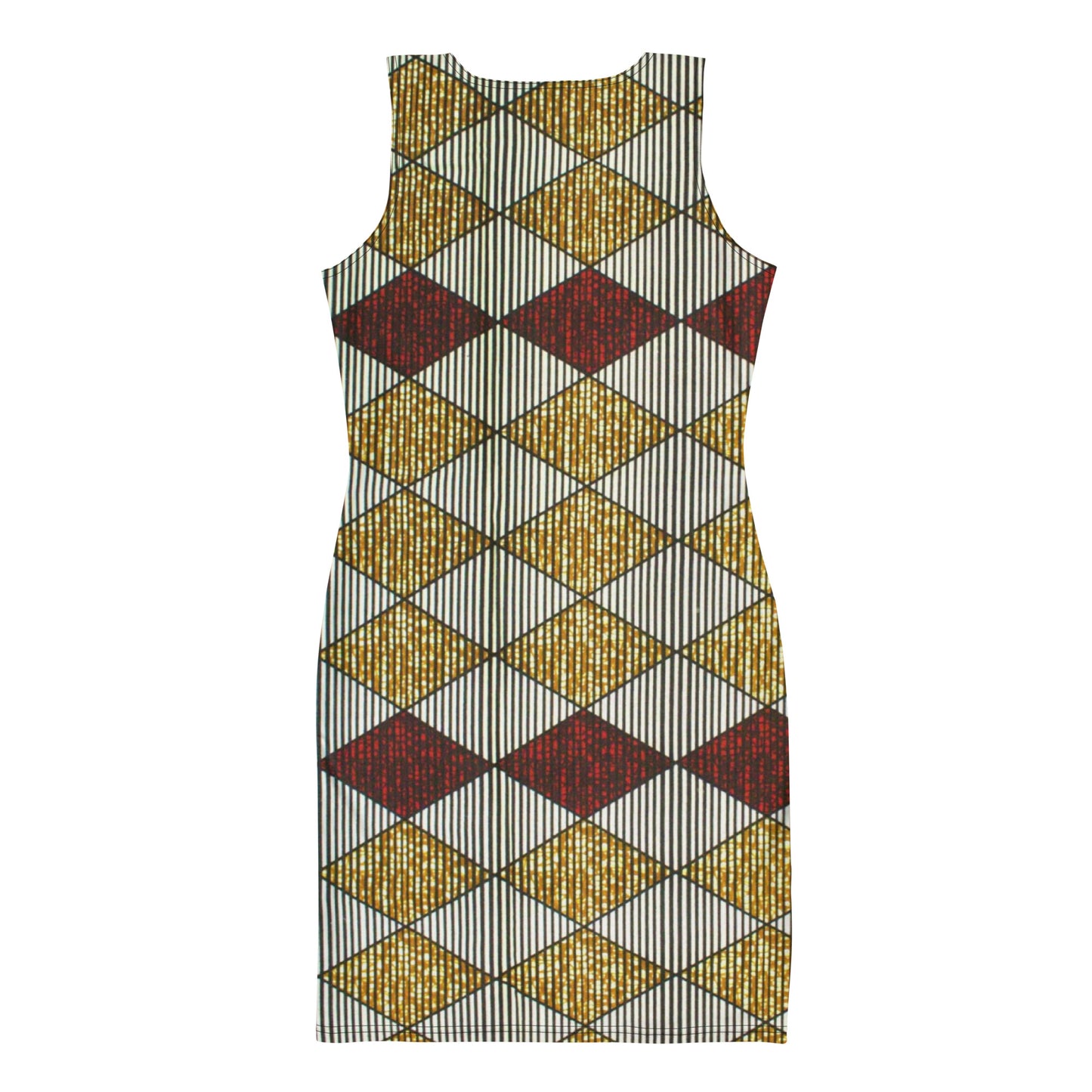 Burgundy Gold Diamond Ankara Bodycon Dress