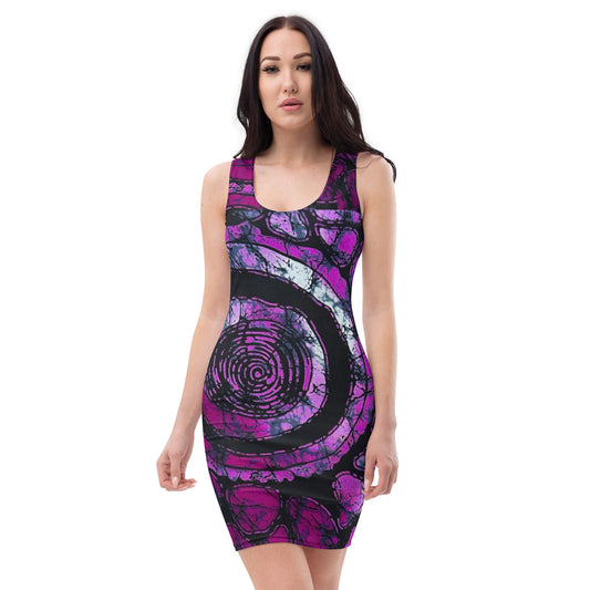 Purple Adire Bodycon dress