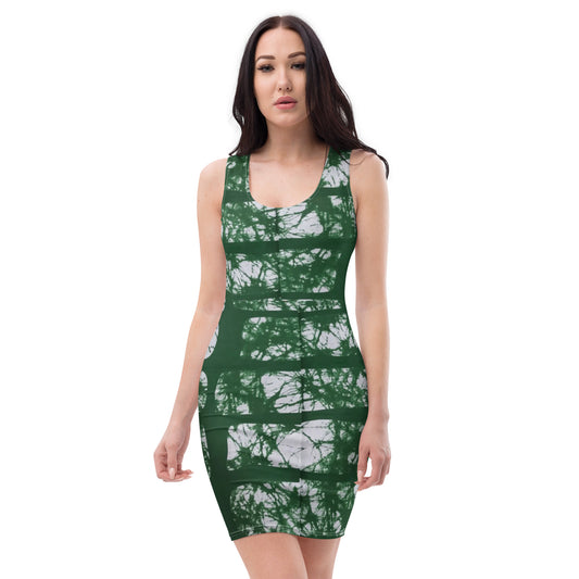 Green Adire Ankara Bodycon Dress