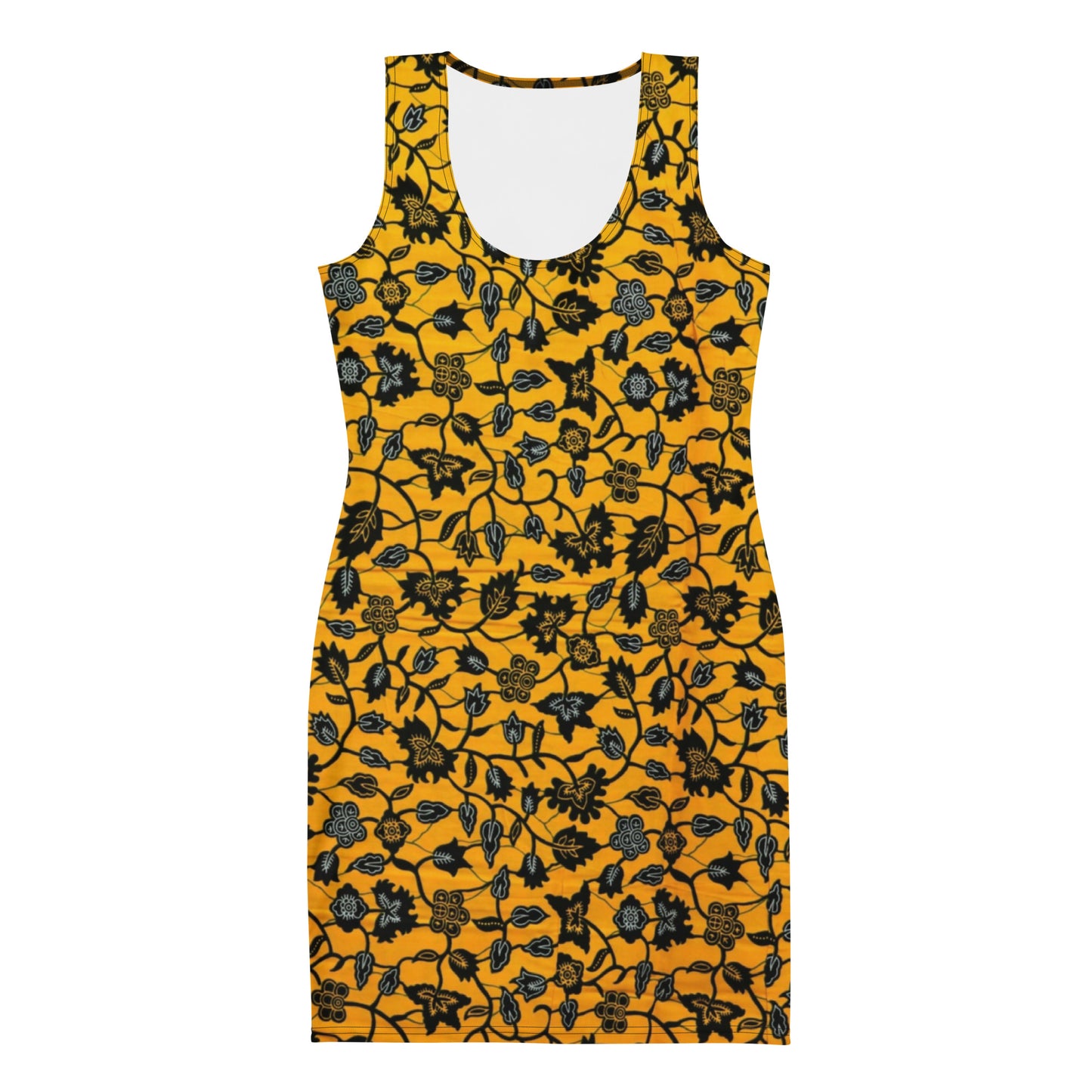 Yellow Leaves Ankara Bodycon Dress