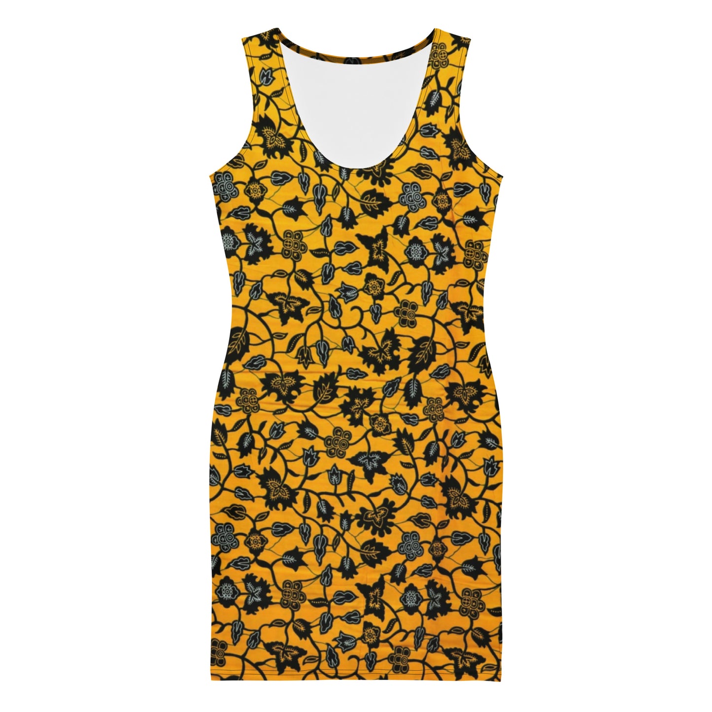 Yellow Leaves Ankara Bodycon Dress