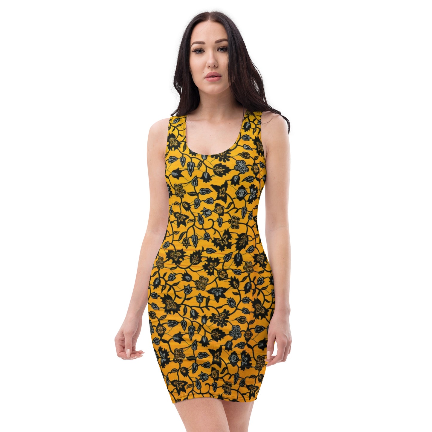 Yellow Leaves Ankara Bodycon Dress