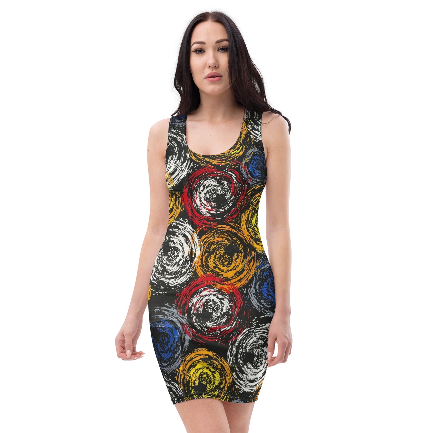 Vibrant Colourful Swirls Ankara Bodycon Dress