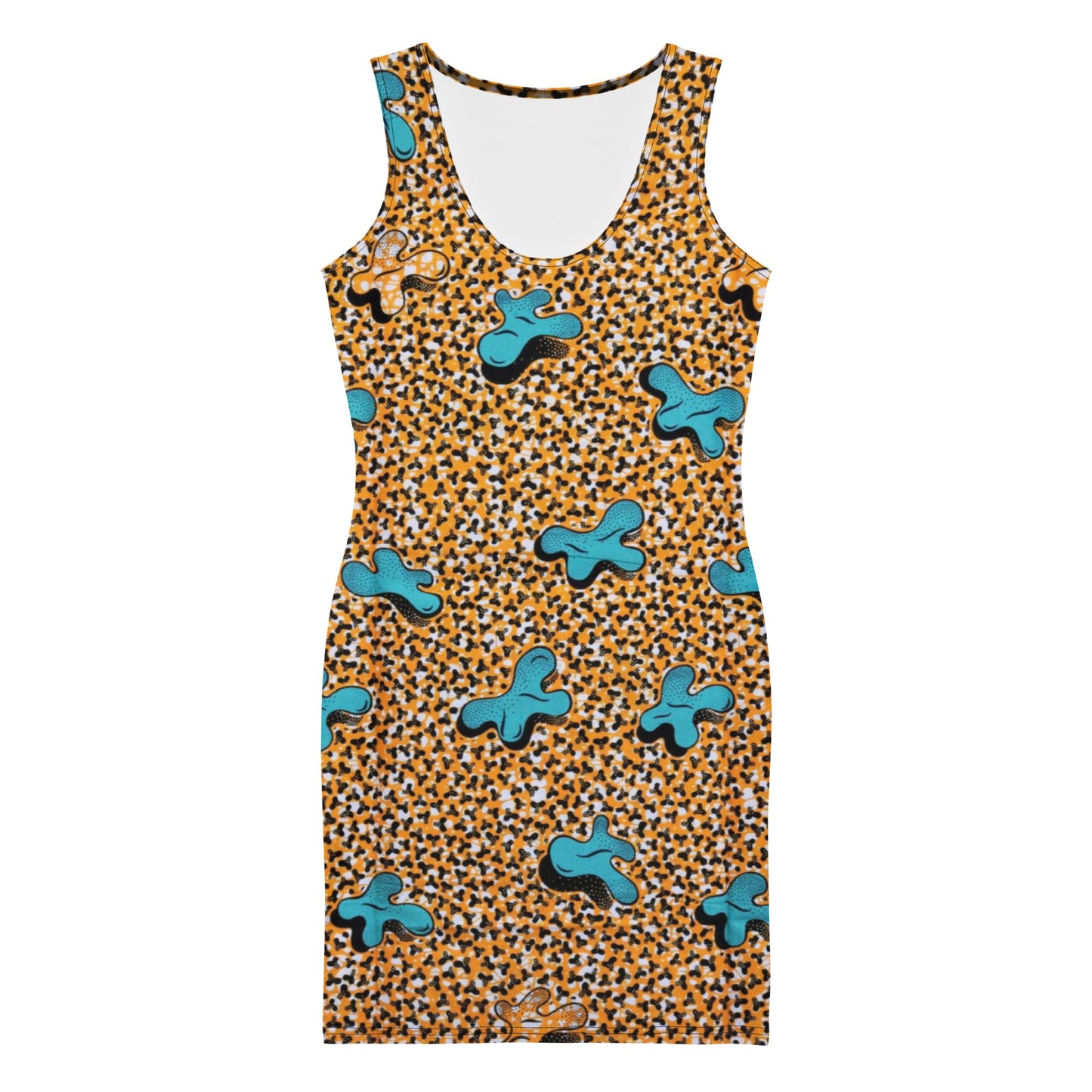 Sky Blue Pale Orange Ankara Bodycon Dress