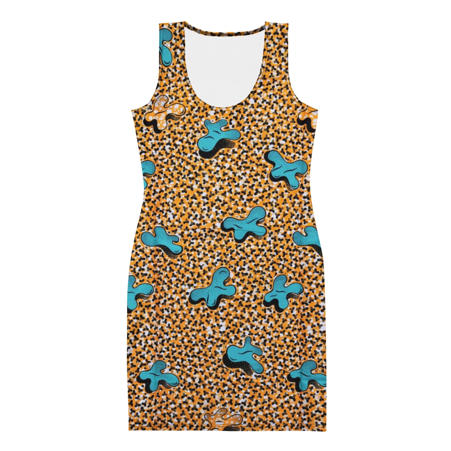 Sky Blue Pale Orange Ankara Bodycon Dress