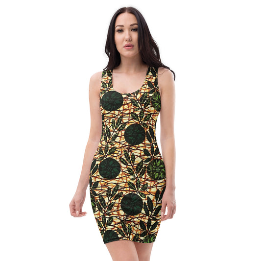 Green Leaf Wine Ankara Bodycon Dress