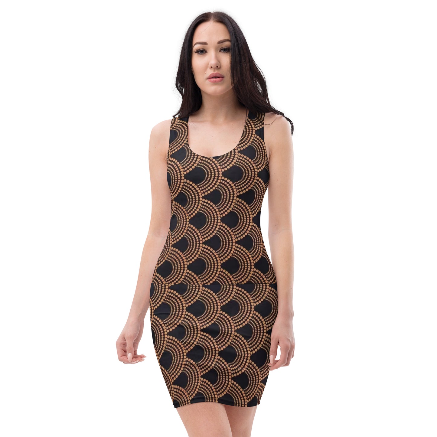 Brown Abstract Ankara Bodycon Dress