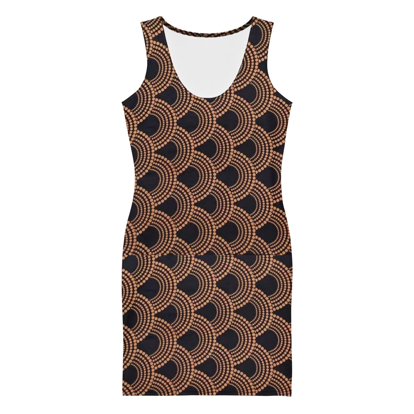 Brown Abstract Ankara Bodycon Dress