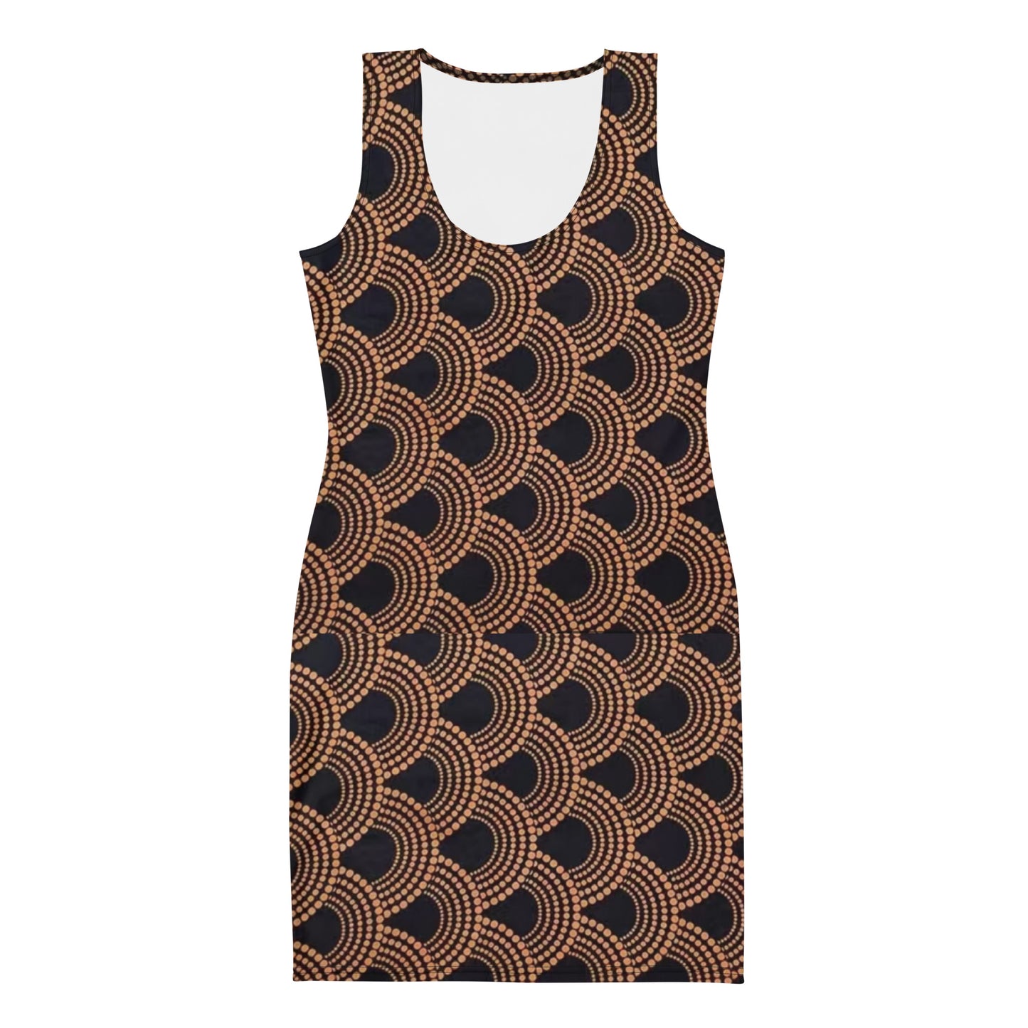 Brown Abstract Ankara Bodycon Dress