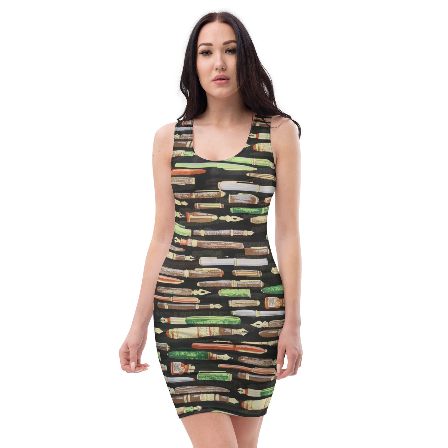 Green Pen Ankara Bodycon Dress