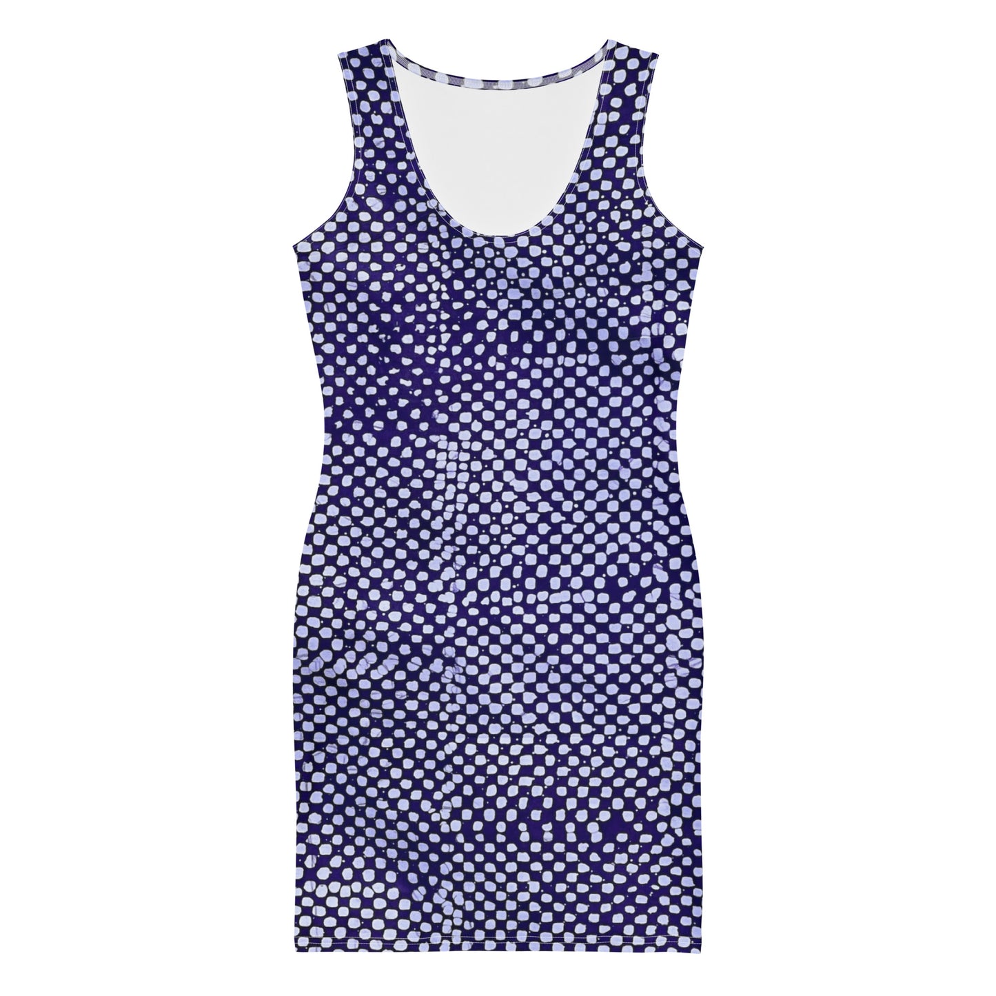 Purple And White Polka Dots Adire Bodycon Dress