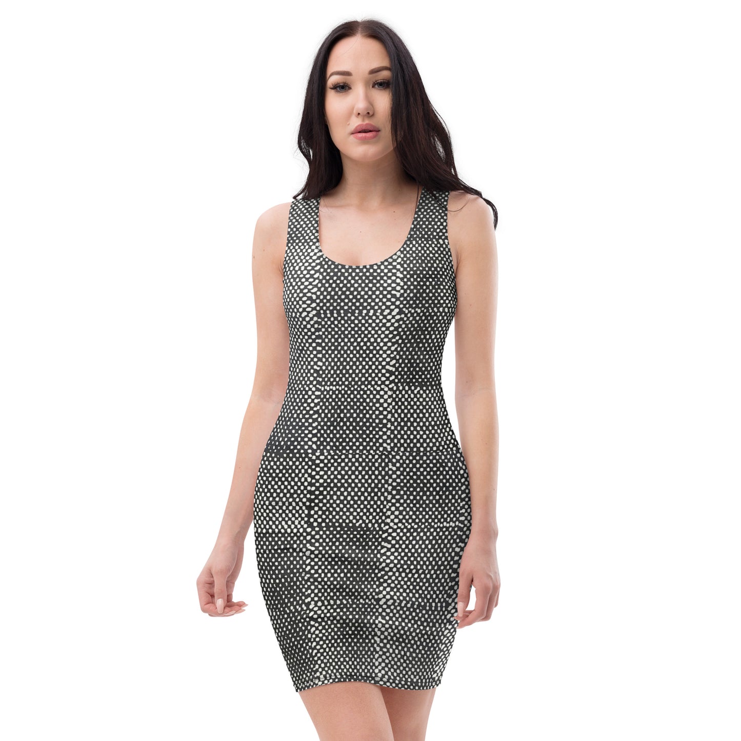 Black White Polka Dots Adire Bodycon Dress