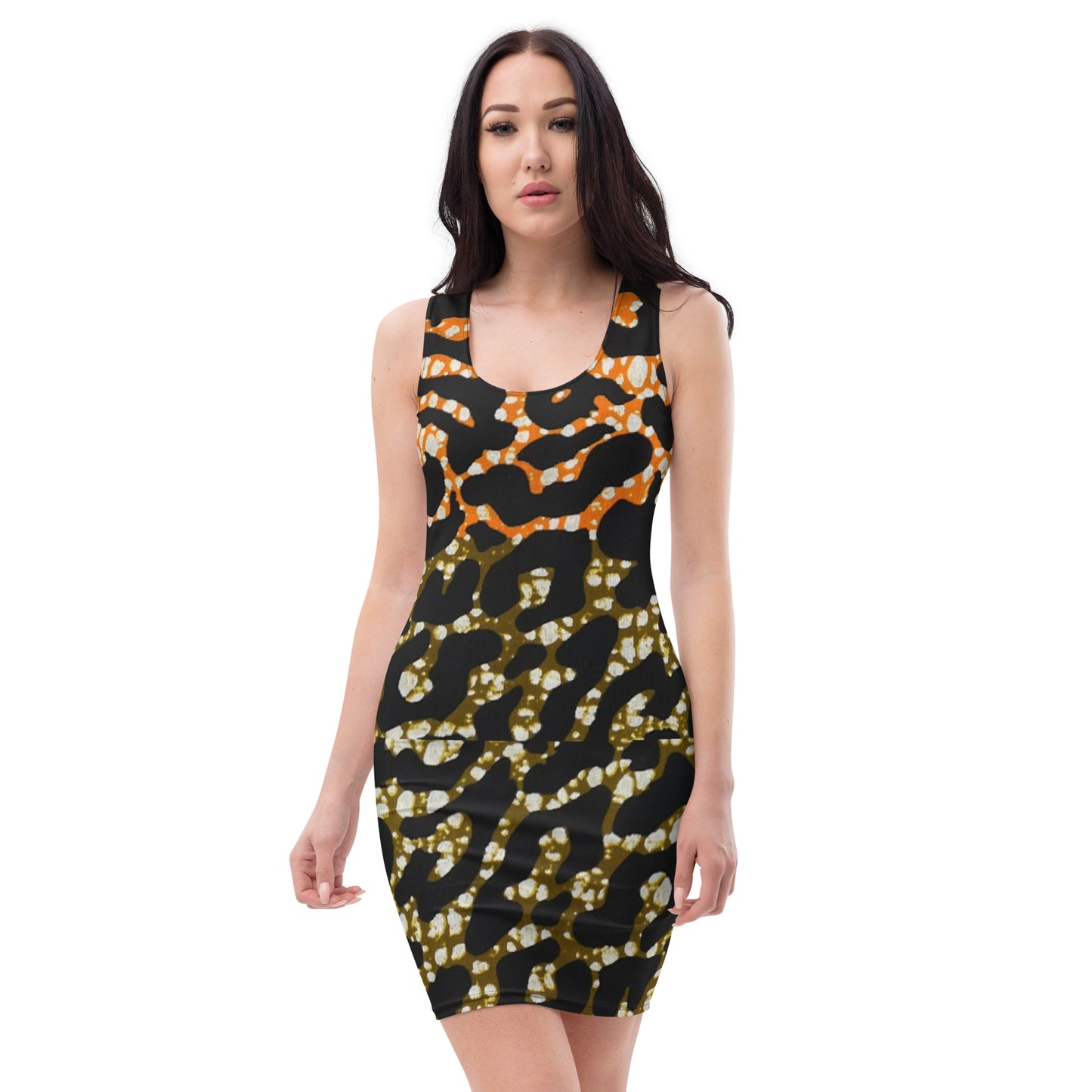 Green Orange Leopard Bodycon Dress