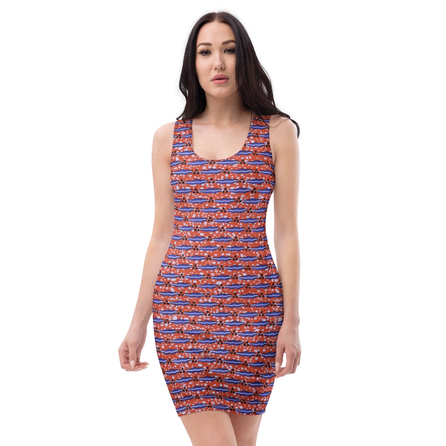 Blue On Peach Ankara Bodycon Dress