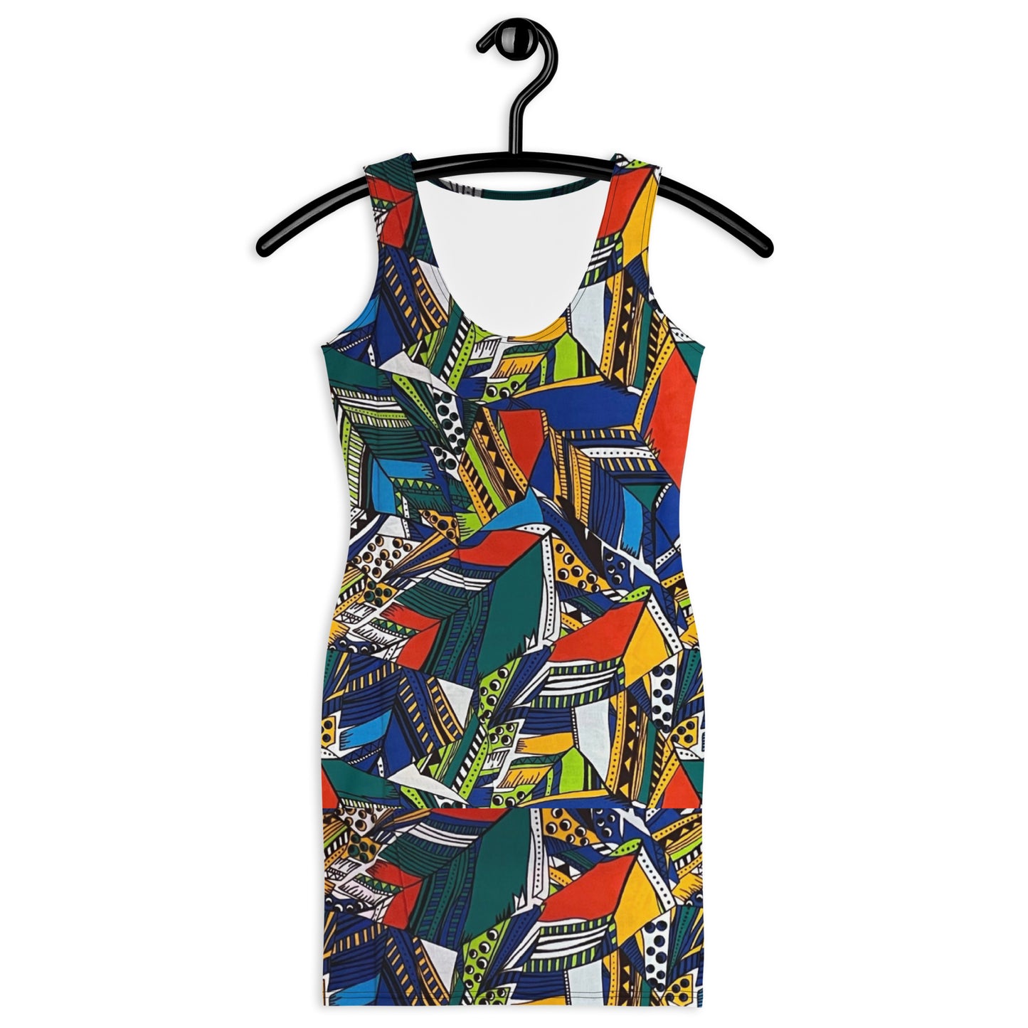 Multicolour Shapes Ankara Bodycon Dress