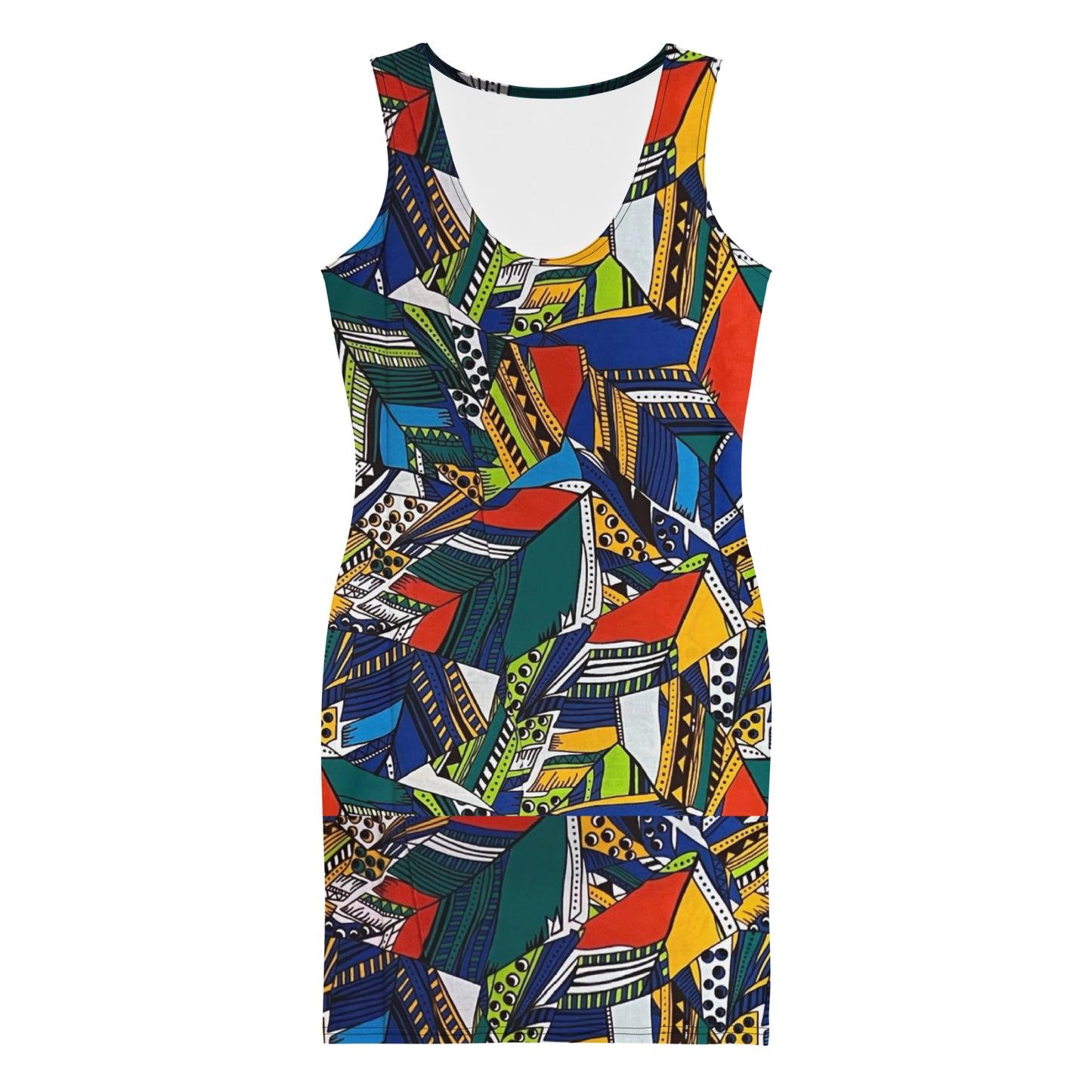 Multicolour Shapes Ankara Bodycon Dress