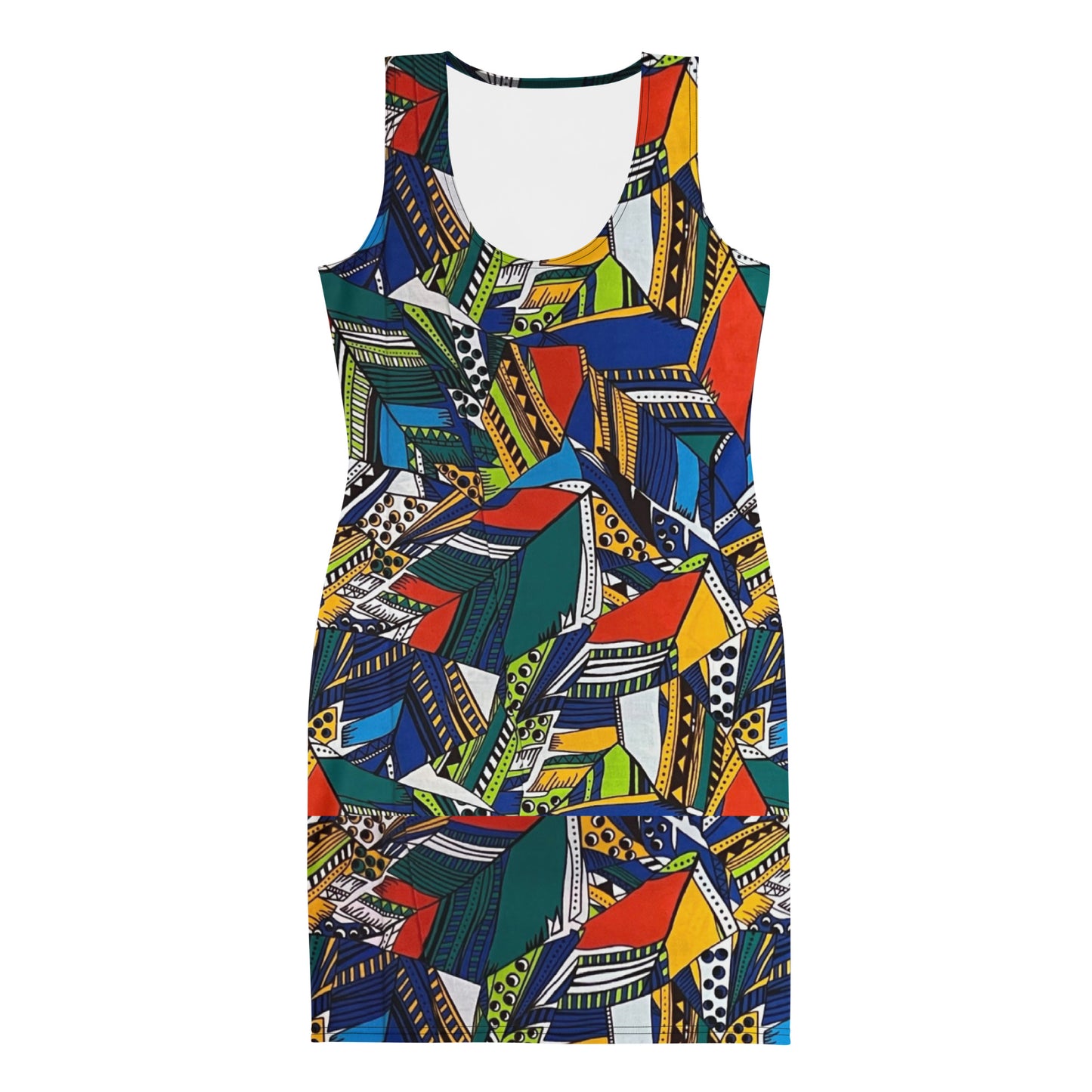 Multicolour Shapes Ankara Bodycon Dress