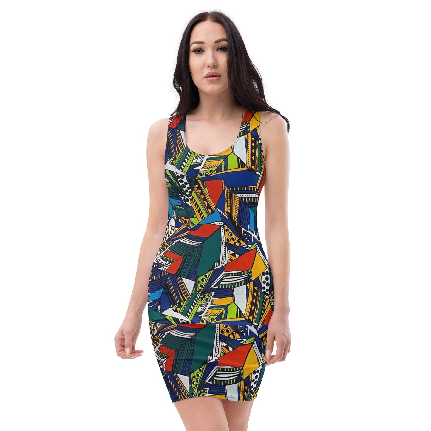 Multicolour Shapes Ankara Bodycon Dress