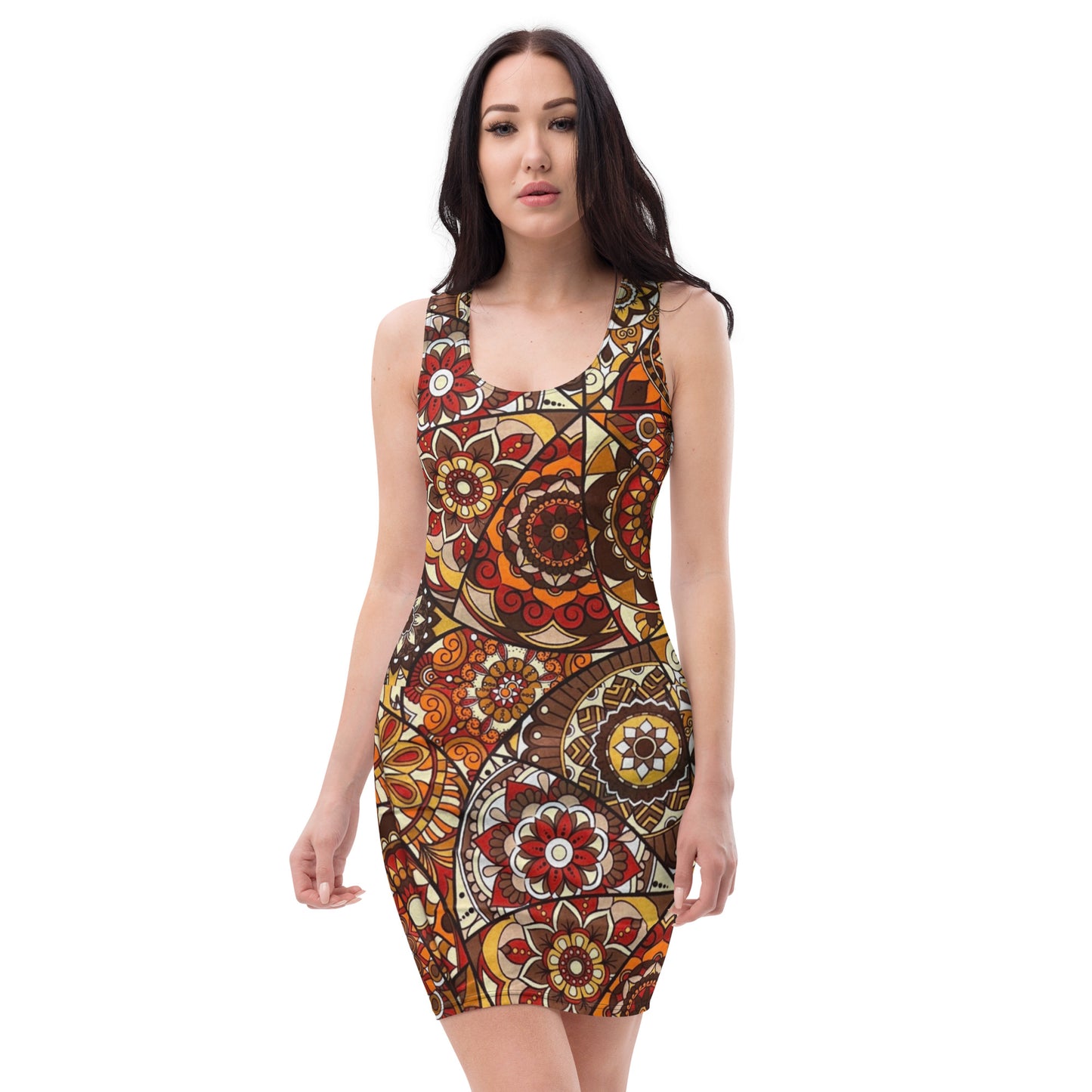 Multicolour Brown Ankara Bodycon Dress