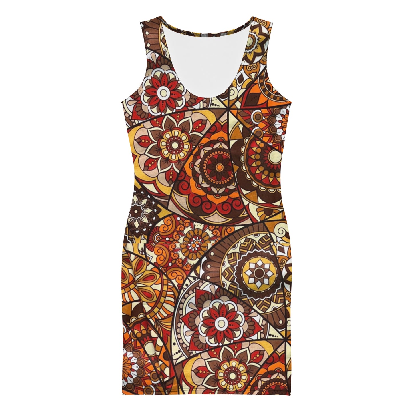 Multicolour Brown Ankara Bodycon Dress