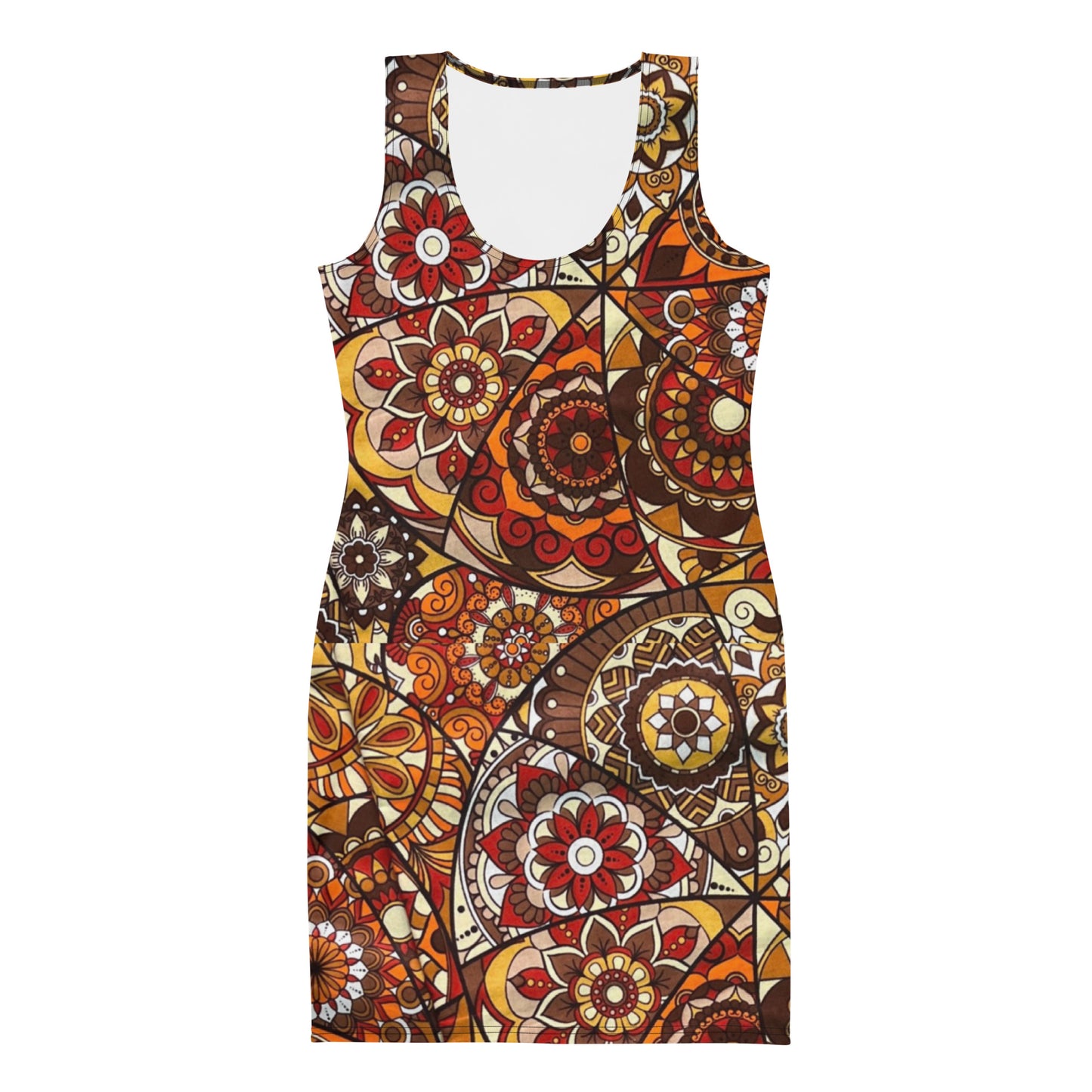 Multicolour Brown Ankara Bodycon Dress