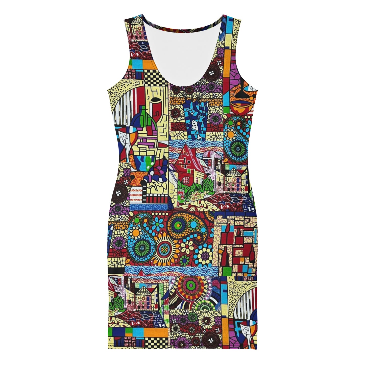 Colourful Artsy Ankara Bodycon Dress