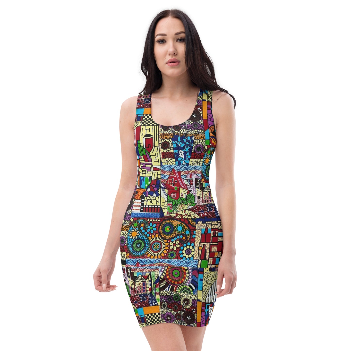 Colourful Artsy Ankara Bodycon Dress