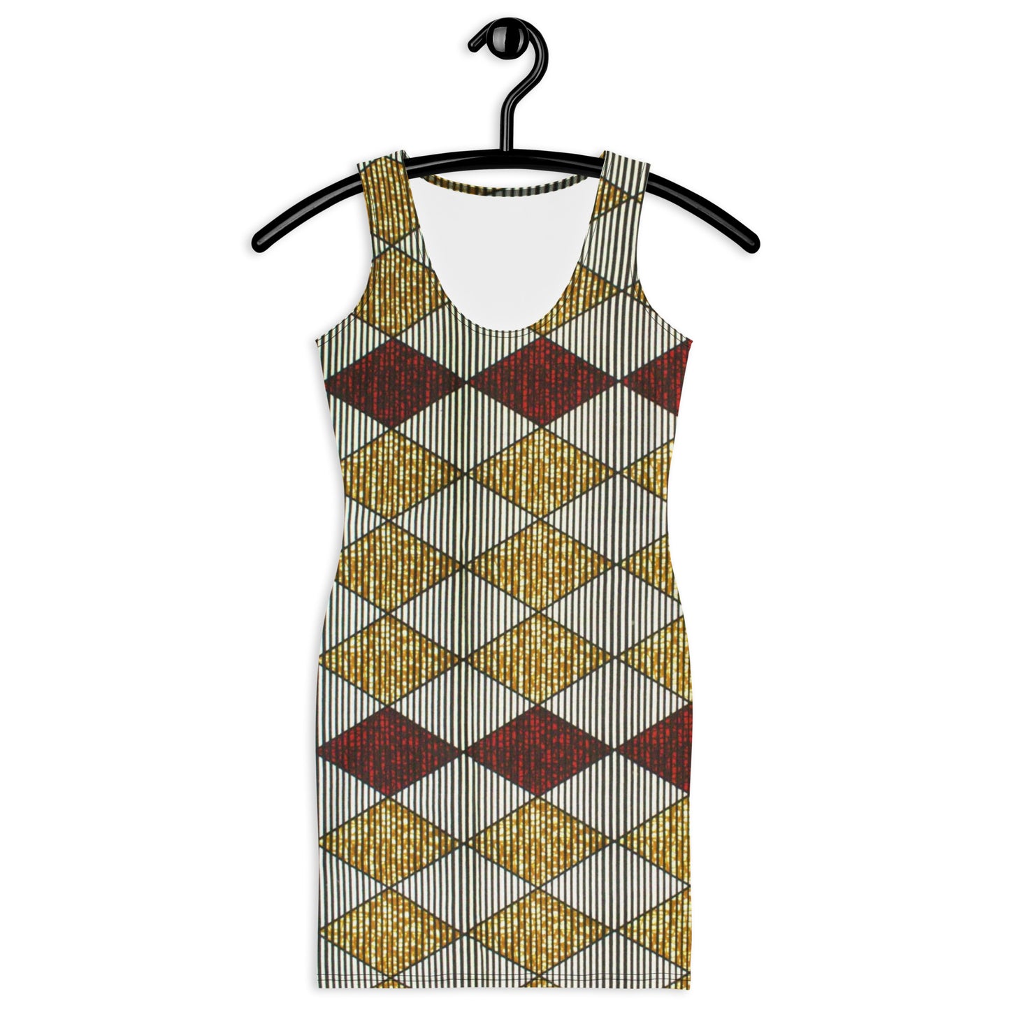 Burgundy Gold Diamond Ankara Bodycon Dress