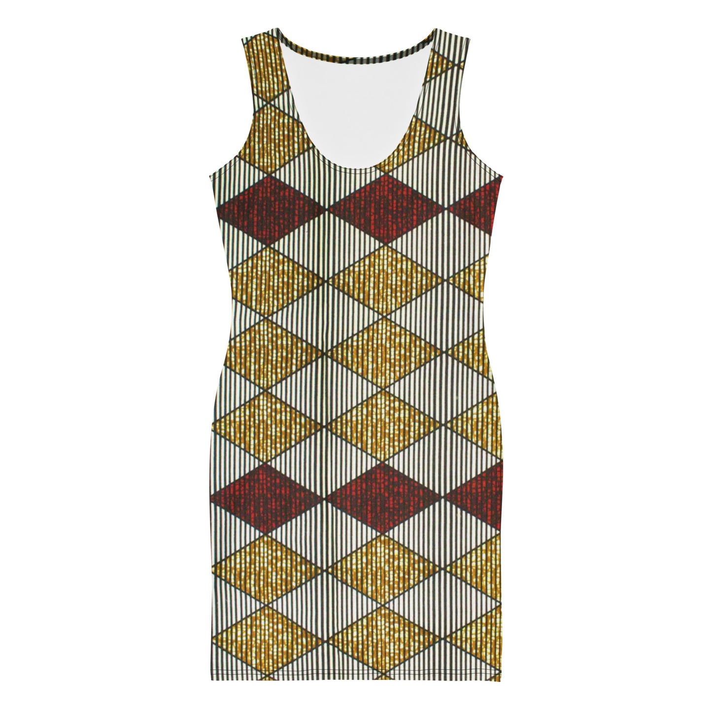 Burgundy Gold Diamond Ankara Bodycon Dress