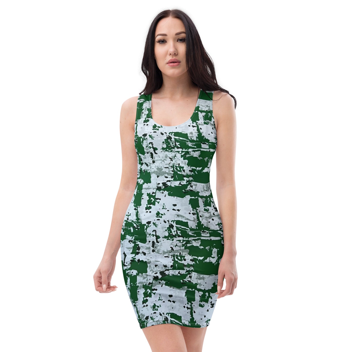 Green Camo Adire Bodycon Dress